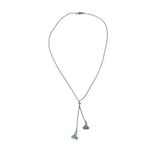 Avon Women’s Necklace Vintage Gold & Blue Bellflower Charms